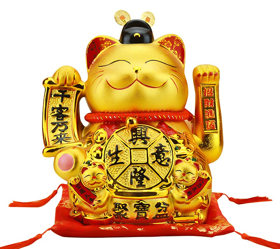 生意興隆書法字招財(cái)貓